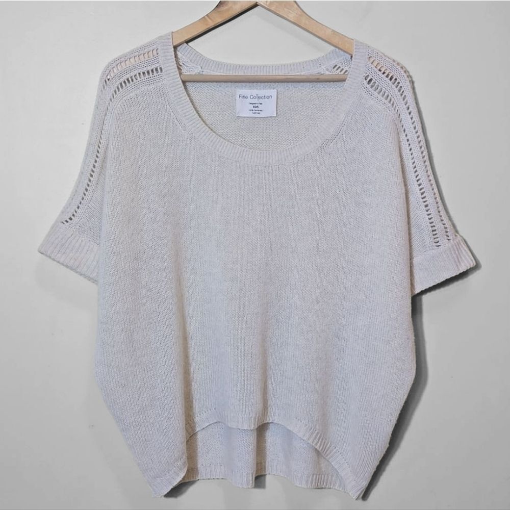Fine Collection Cashmere Sweater XS Small‎ Open Knit Minimalist